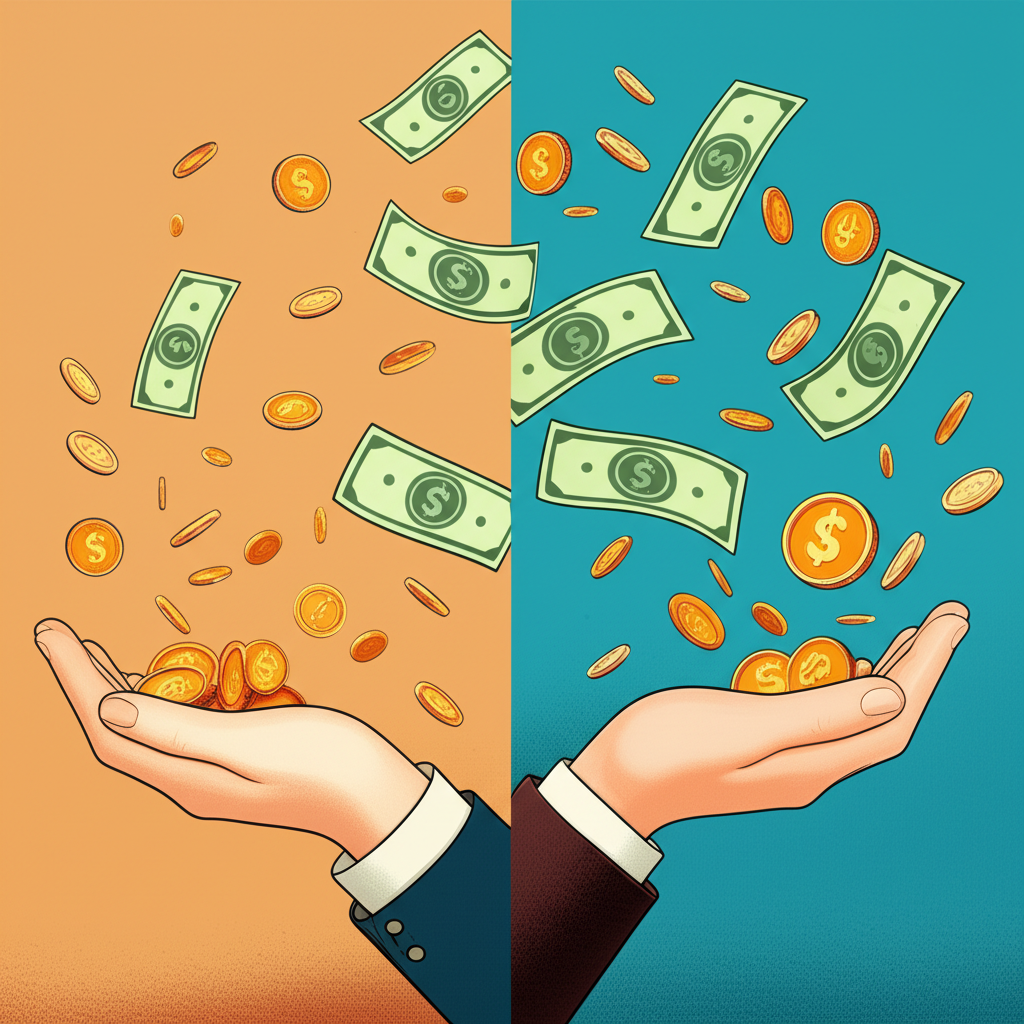 資金取得難易度對比示意圖,展現寬鬆環境下資金自由流動的狀態