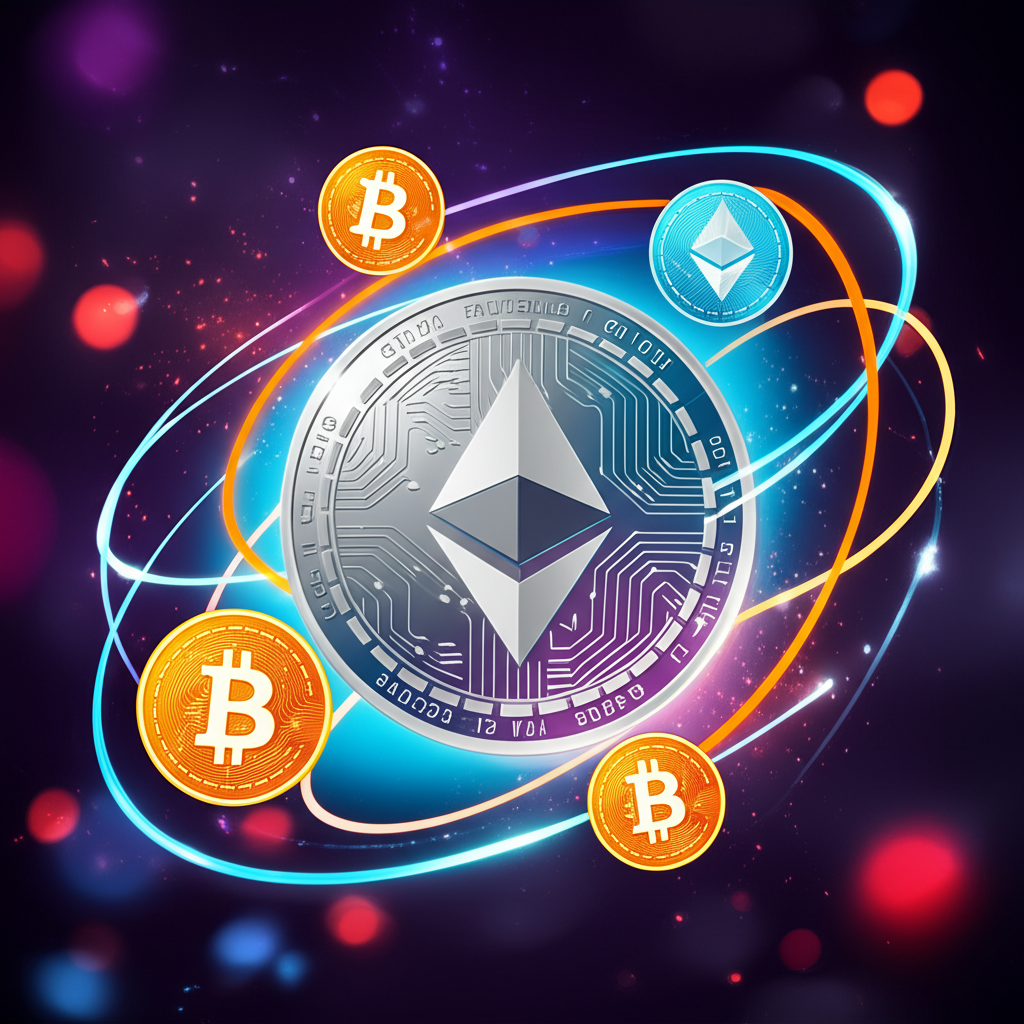 以數位幣為基礎,BTC與ETH等資產圍繞運行,象徵無到期日的幣本位合約