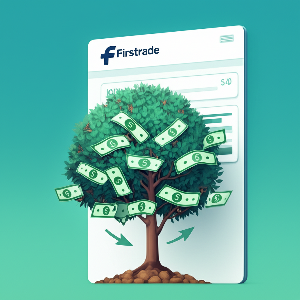 Firstrade帳戶中閒置現金自動成長如金錢樹,強調被動收入與每月自動入帳