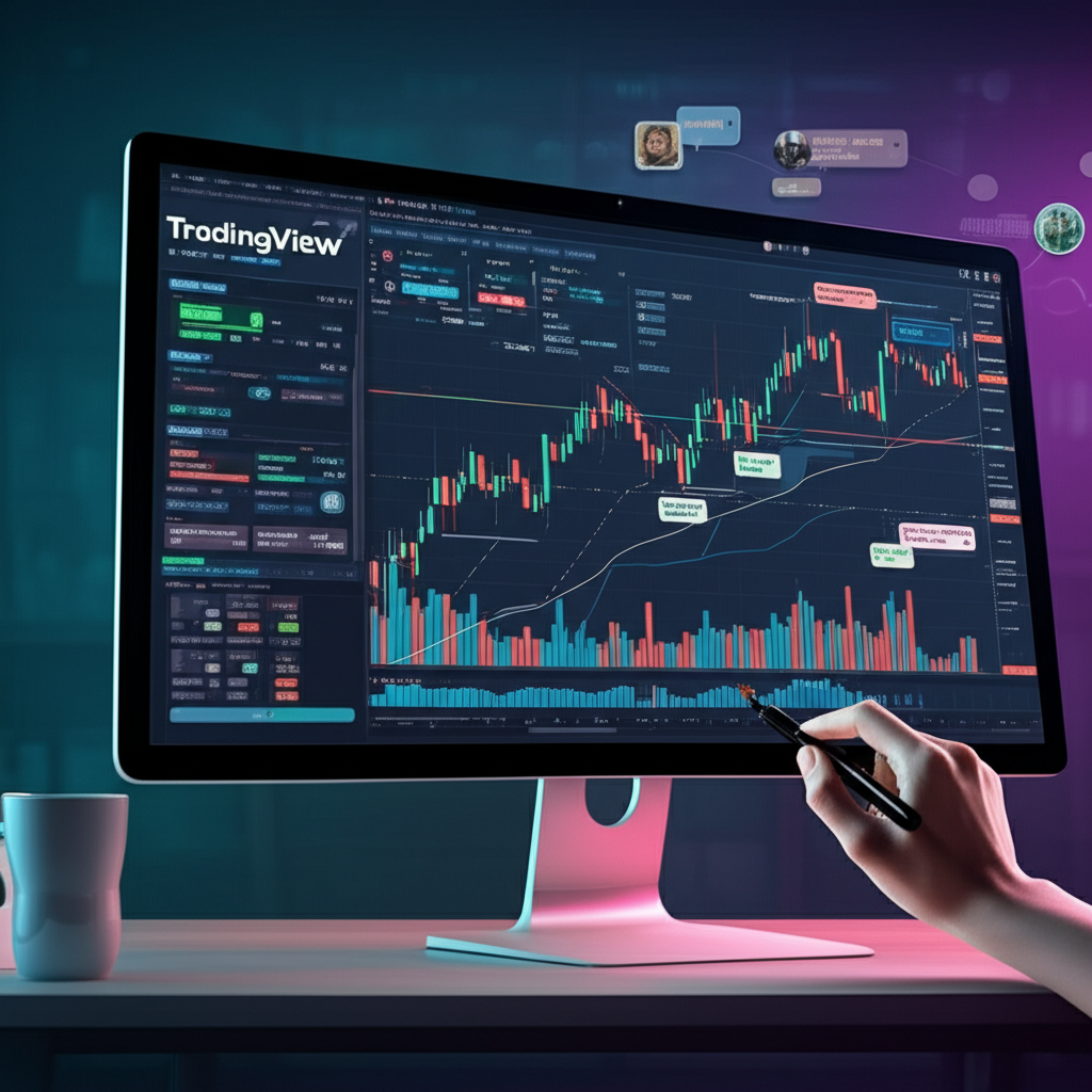 交易者在 TradingView 介面中使用技術指標、繪圖工具,並參與全球交易社群,探索自訂策略與回測功能