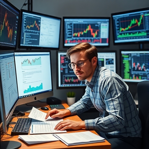 Flux_Schnell_A_diligent_financial_researcher_at_a_desk_surroun_0-1