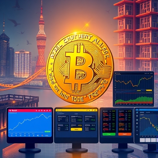 比特幣未來感數位藝術插畫