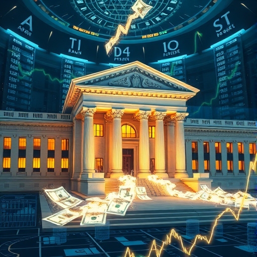代表中央銀行力量的象徵性藝術概念圖,傳達貨幣政策的權威與影響力