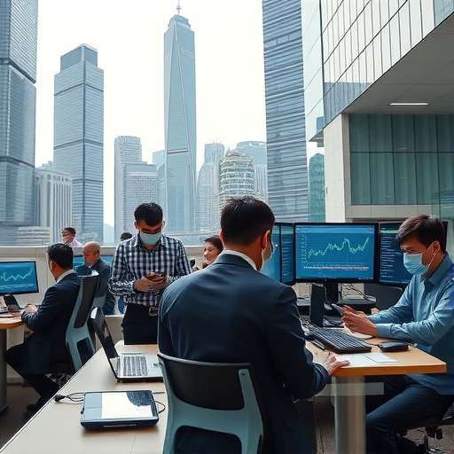 充滿活力的香港金融中心,摩天大樓林立,展現現代化城市景觀