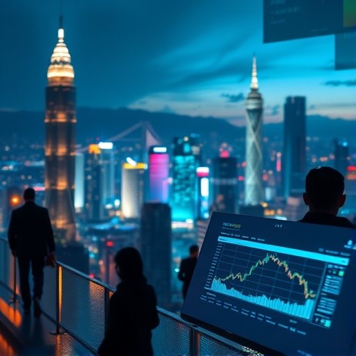 高科技金融中心城市夜景,象徵現代外匯交易平台的科技與實力