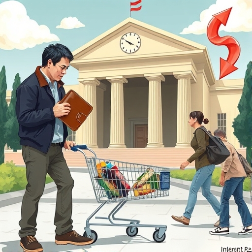 民眾面對物價上漲的生活場景插畫