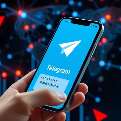 智慧型手機顯示Telegram應用程式介面示意圖