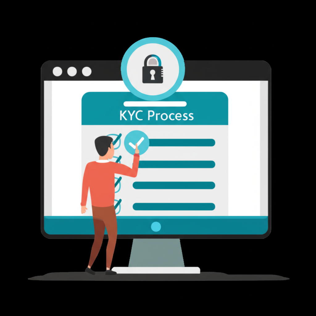 用戶進行 KYC 身份驗證的示意圖，展現合規與安全的金融流程