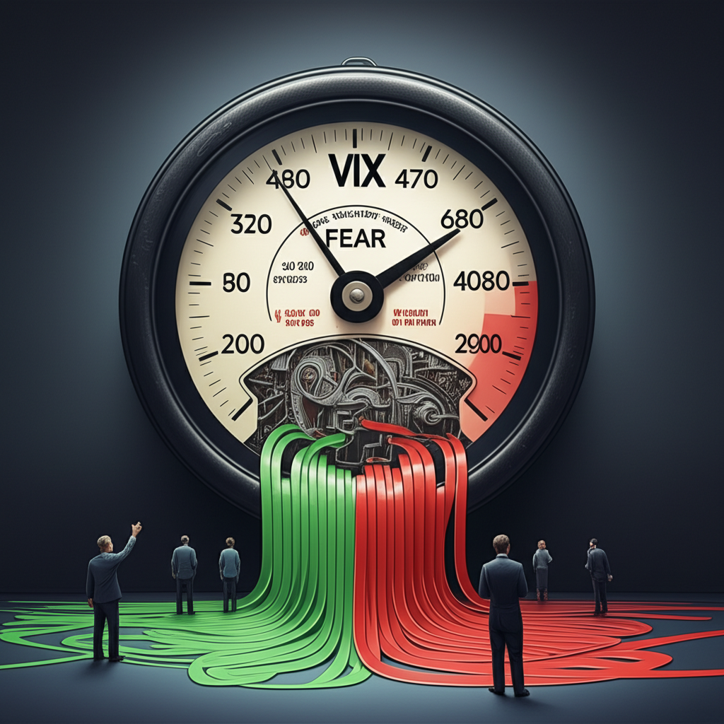 CBOE波動率指數VIX插圖,如巨型恐懼計量器,S&P 500期權價格流入計算機制,顯示不確定時期市場參與者購買期權
