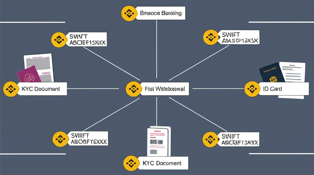 插圖:全球銀行網路與SWIFT代碼、KYC文件,強調幣安法幣出金的必要條件