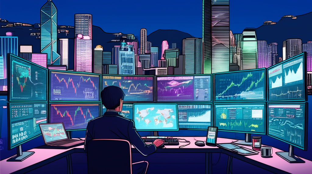 香港天際線下交易員操作電子貴金屬交易平台,包含期貨與CFD,受證監會監管