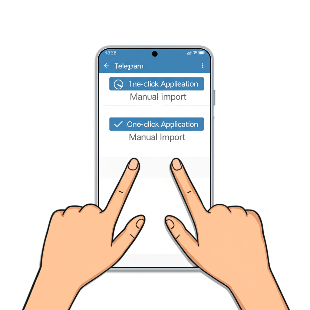手指點擊手機畫面上的 Telegram 連結,顯示變更語言為繁體中文的確認視窗