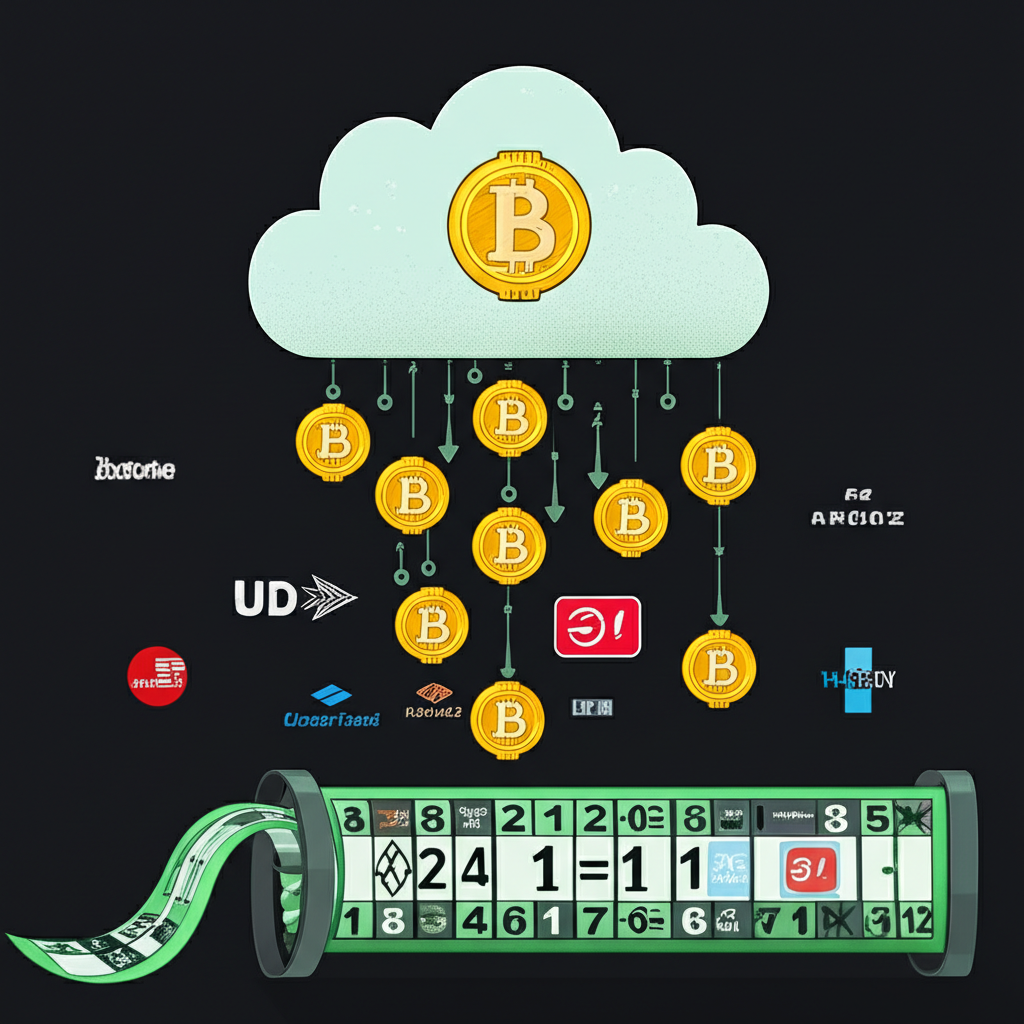 比特幣從數位雲端流入傳統股市的示意圖,顯示間接投資機會
