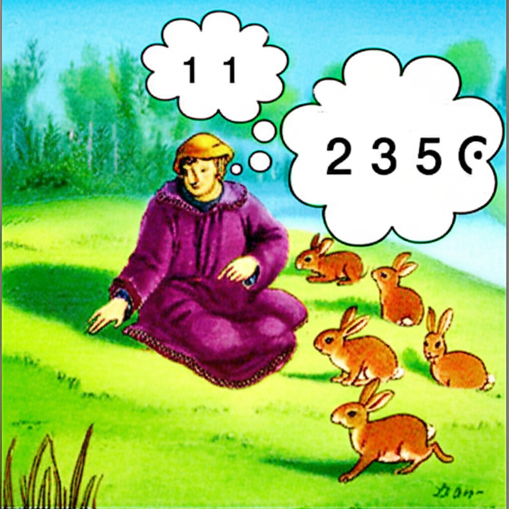 中世紀學者列奧納多·斐波那契觀察田野中兔子繁殖,腦海中浮現數字1、1、2、3、5,描繪斐波那契數列的起源故事