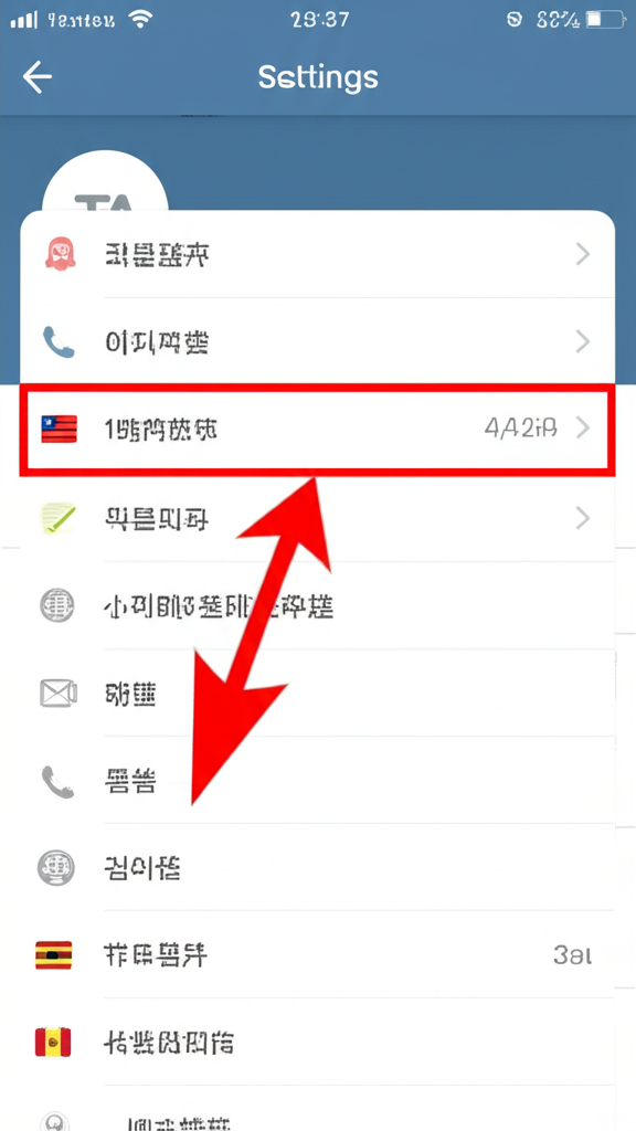 手機螢幕顯示 Telegram 設定畫面，語言選項已高亮標示，可選擇繁體或簡體中文