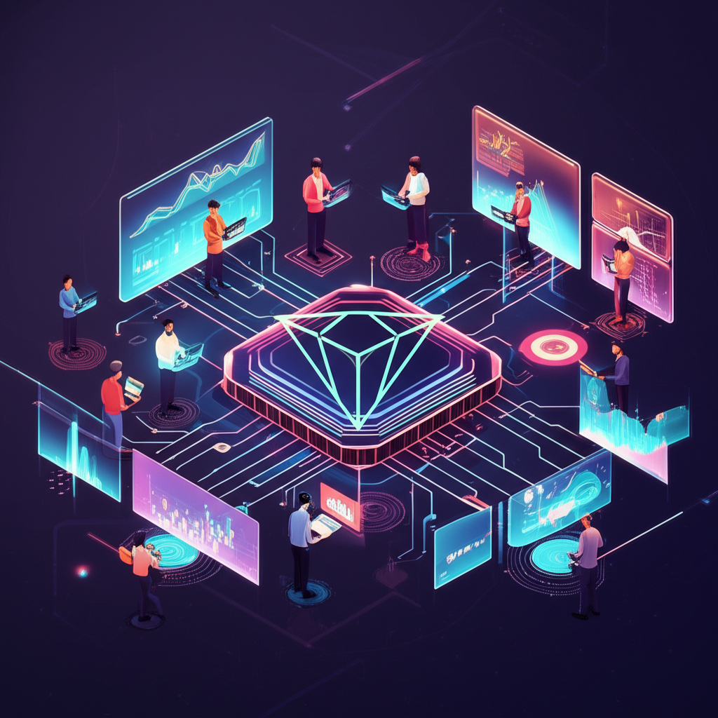 TRON 生態系統的活躍開發者和用戶互動圖示，展示成長動態