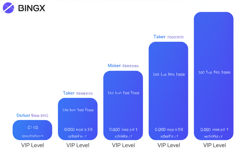 BingX 現貨交易掛單與吃單費率比較插圖，包含 VIP 等級階梯顯示成本降低