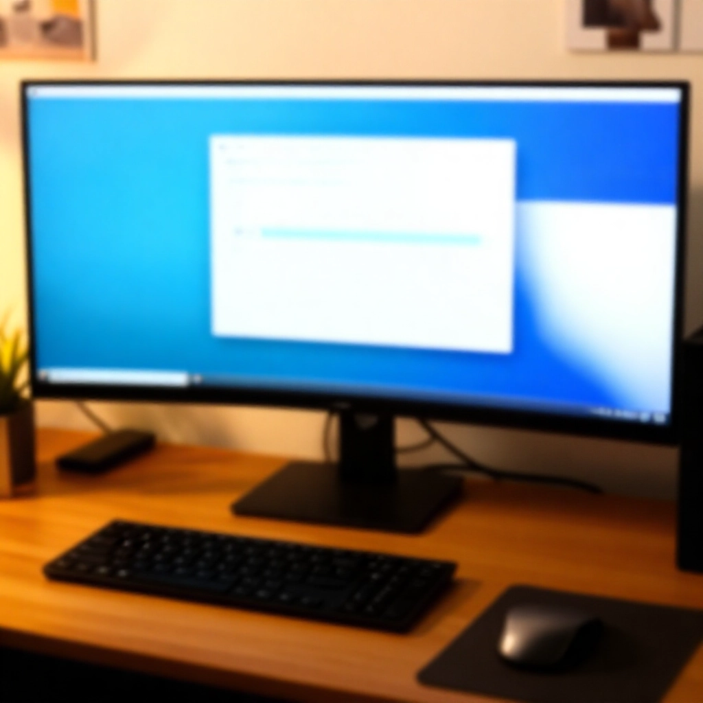 Windows 桌面安裝步驟畫面,顯示軟體設定精靈進度條和設定選項,在雙螢幕舒適家用工作空間